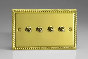 Varilight XGT9 Toggle Switches Georgian Brass
