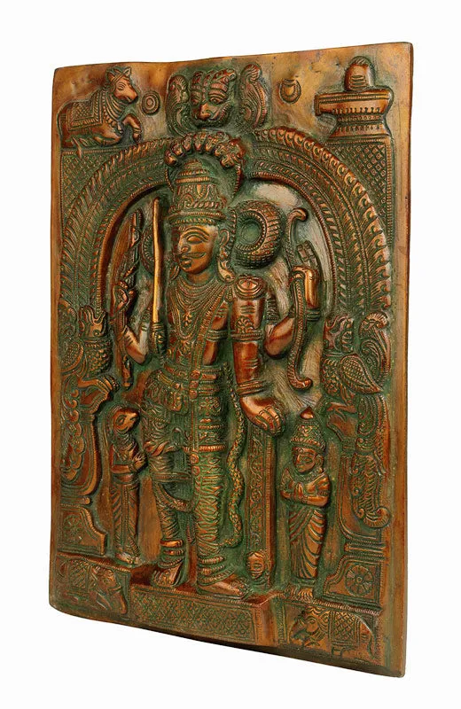 Veerabhadra Wall Plaque in Antique Finish 11.75"