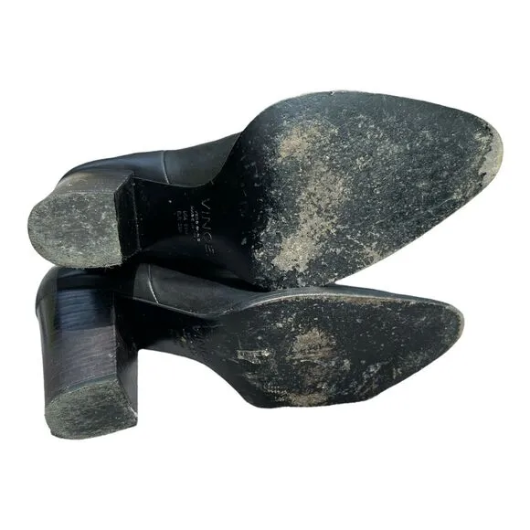 VINCE Erving Leather Ankle Boots in Black Size 8.5 Block Heel