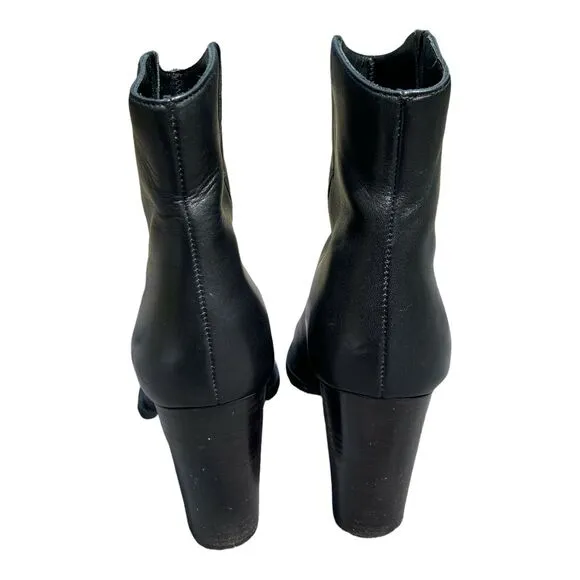 VINCE Erving Leather Ankle Boots in Black Size 8.5 Block Heel