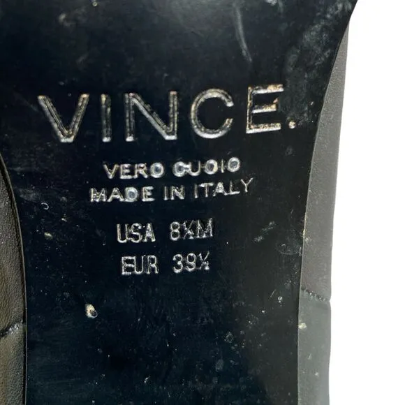 VINCE Erving Leather Ankle Boots in Black Size 8.5 Block Heel