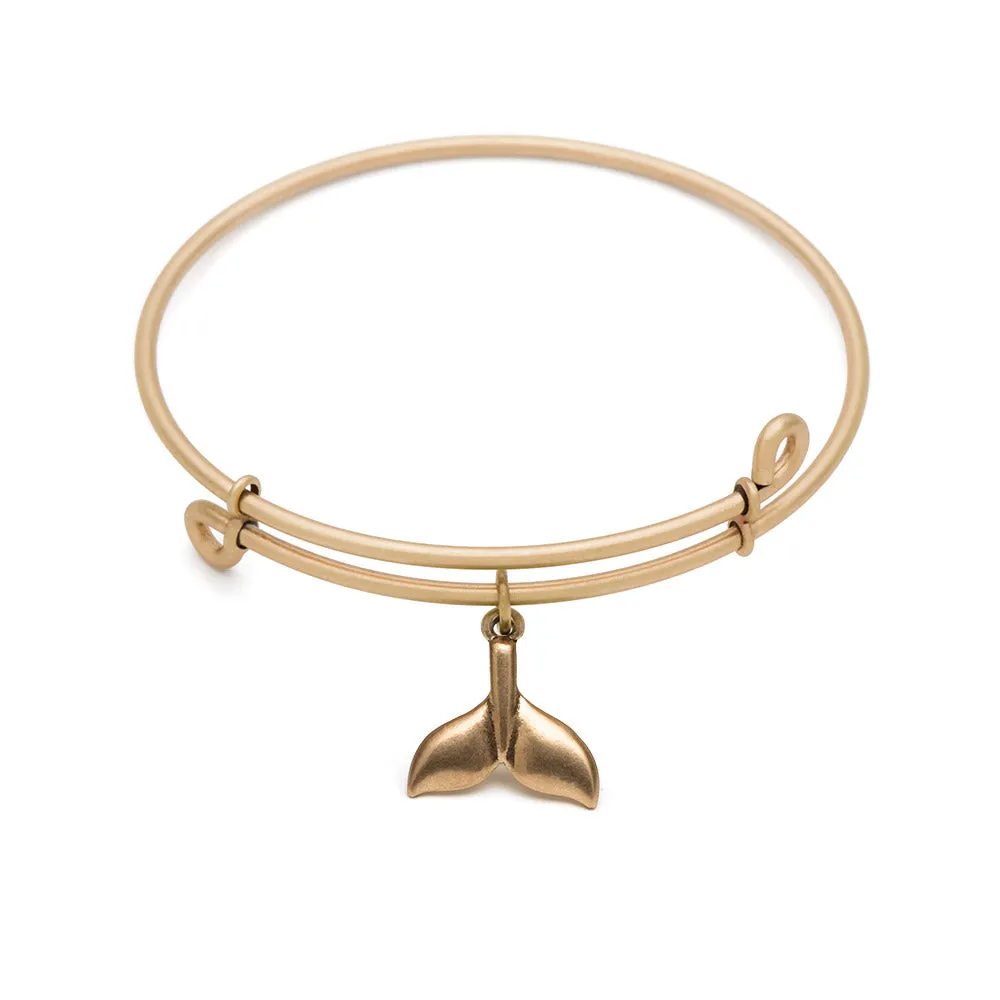 Whale Tail, Bangle Antique Gold Color Finish