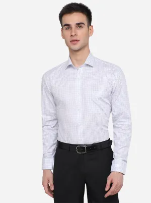 White & Blue Checked Regular Fit Formal Shirt | JadeBlue