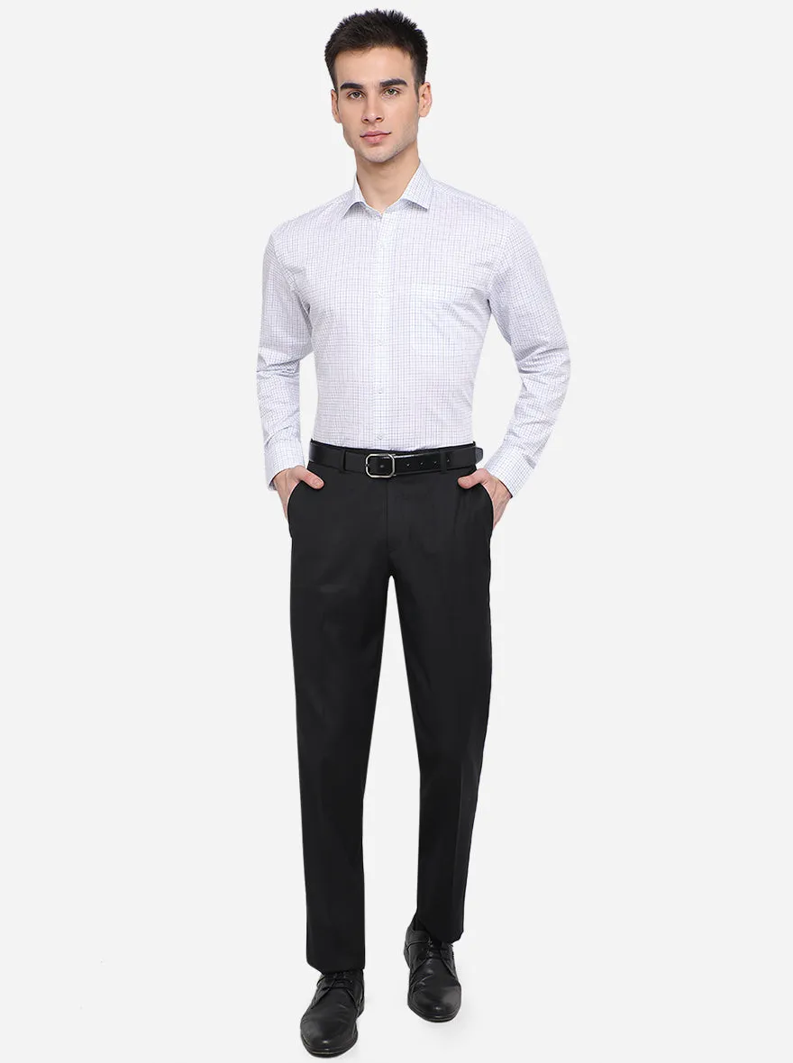 White & Blue Checked Regular Fit Formal Shirt | JadeBlue