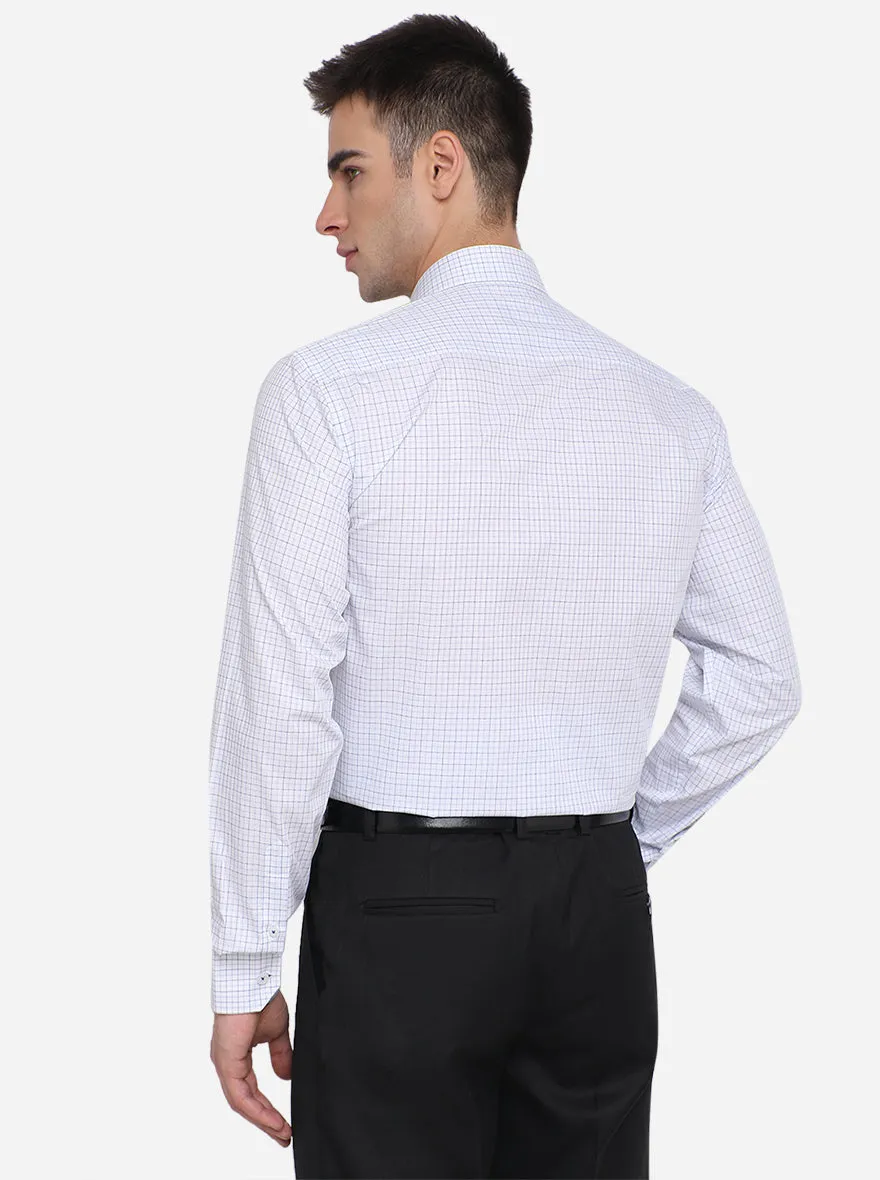 White & Blue Checked Regular Fit Formal Shirt | JadeBlue