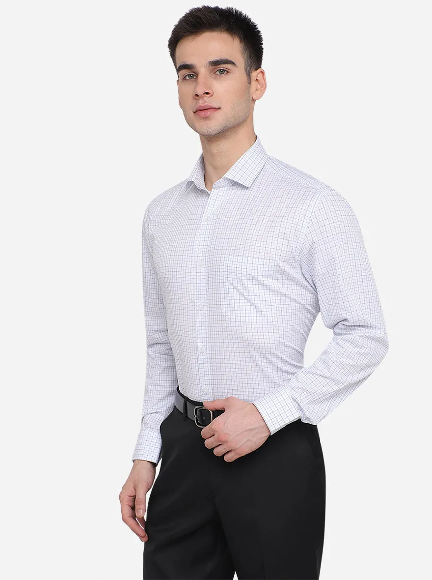 White & Blue Checked Regular Fit Formal Shirt | JadeBlue