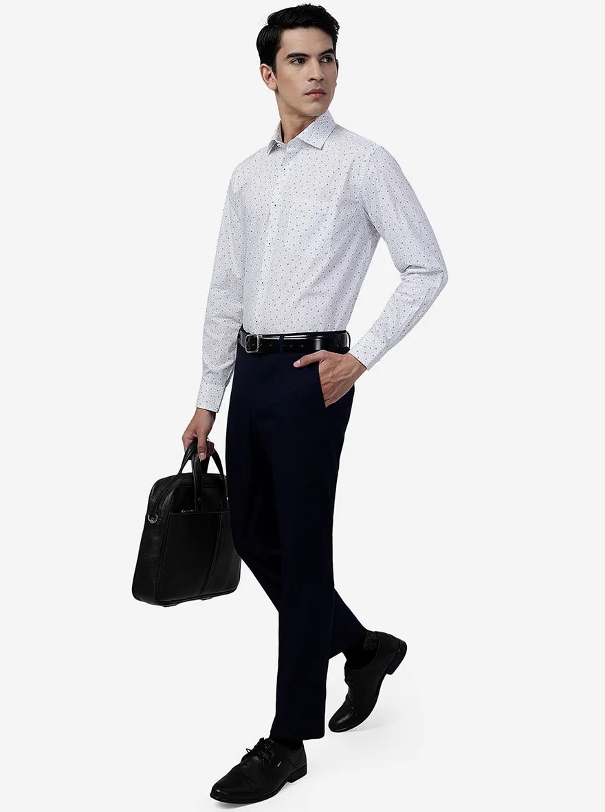 White Printed Regular Fit Formal Shirt | JadeBlue
