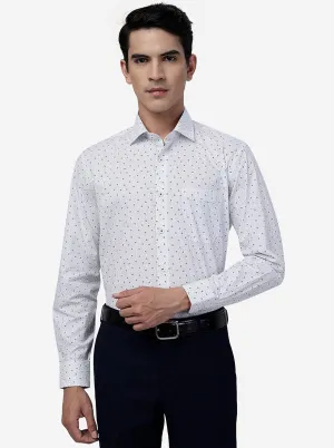 White Printed Regular Fit Formal Shirt | JadeBlue