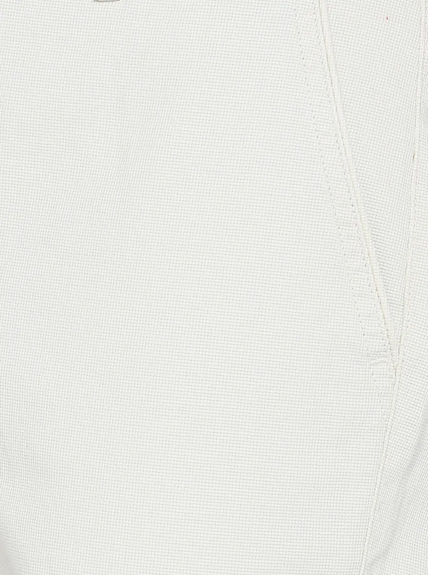 White Solid Super Slim Fit Casual Trouser | Greenfibre