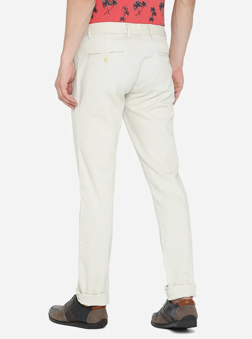 White Solid Super Slim Fit Casual Trouser | Greenfibre