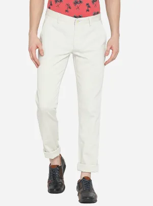 White Solid Super Slim Fit Casual Trouser | Greenfibre