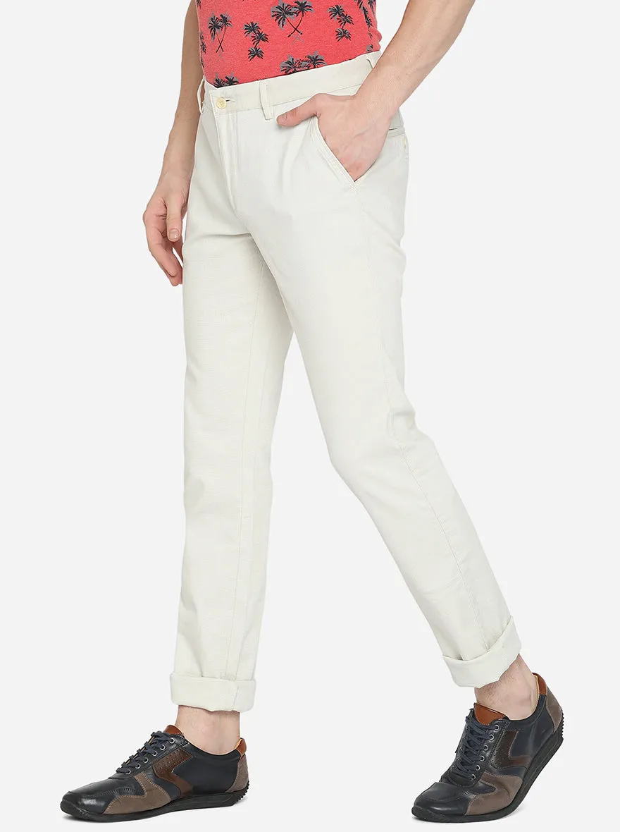 White Solid Super Slim Fit Casual Trouser | Greenfibre