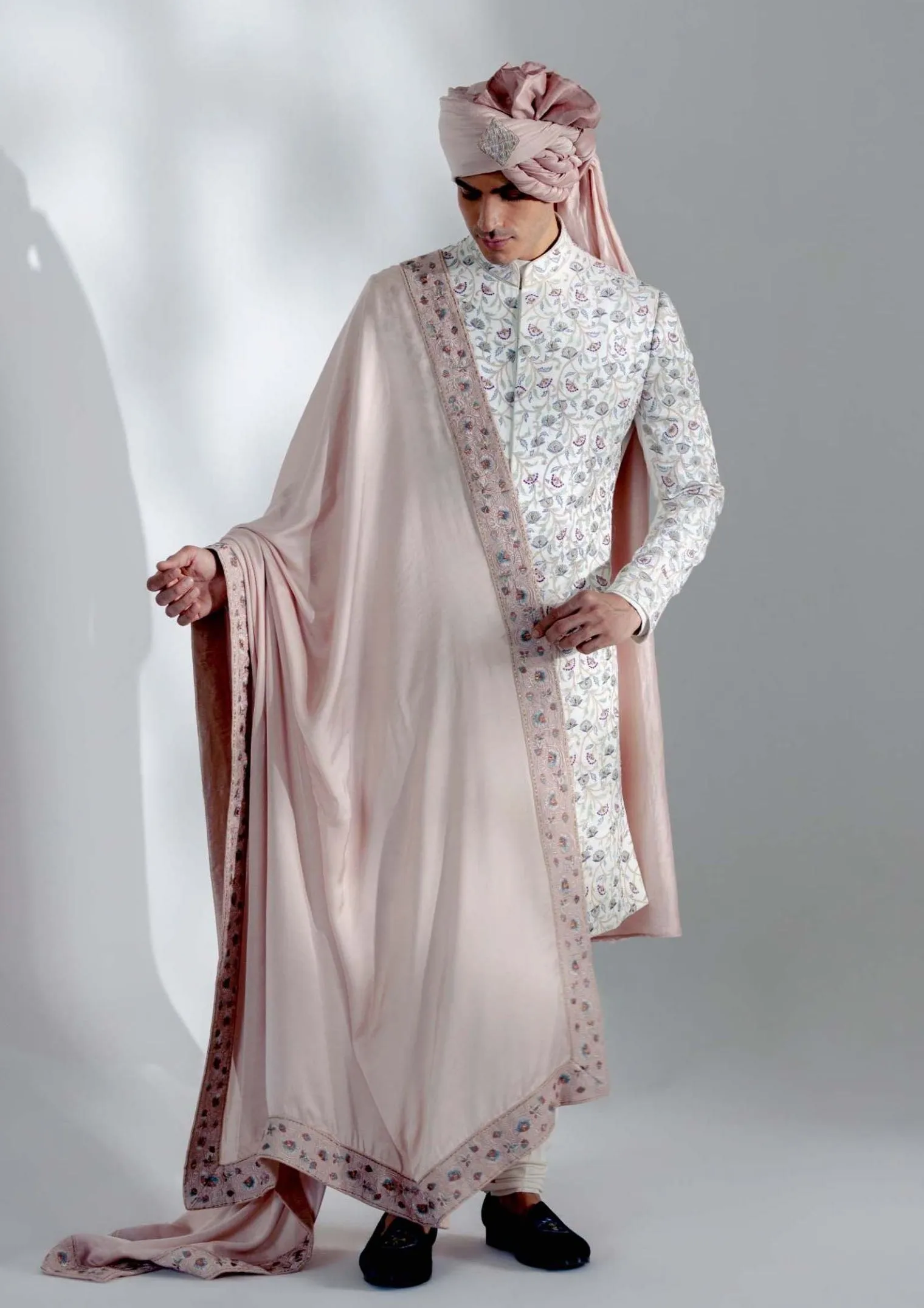 White Vine Sherwani Set