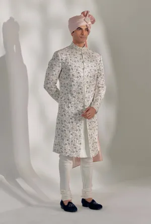 White Vine Sherwani Set