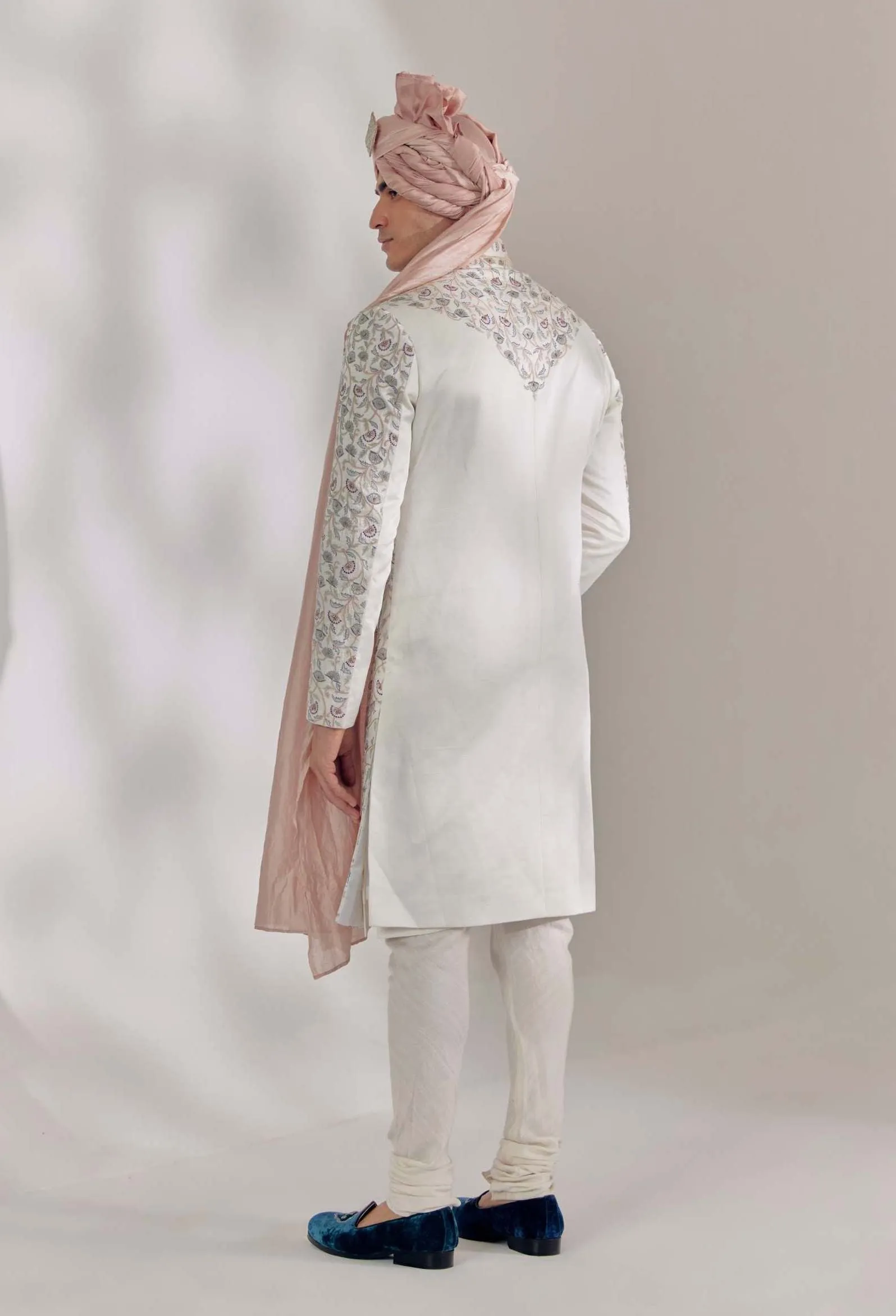 White Vine Sherwani Set