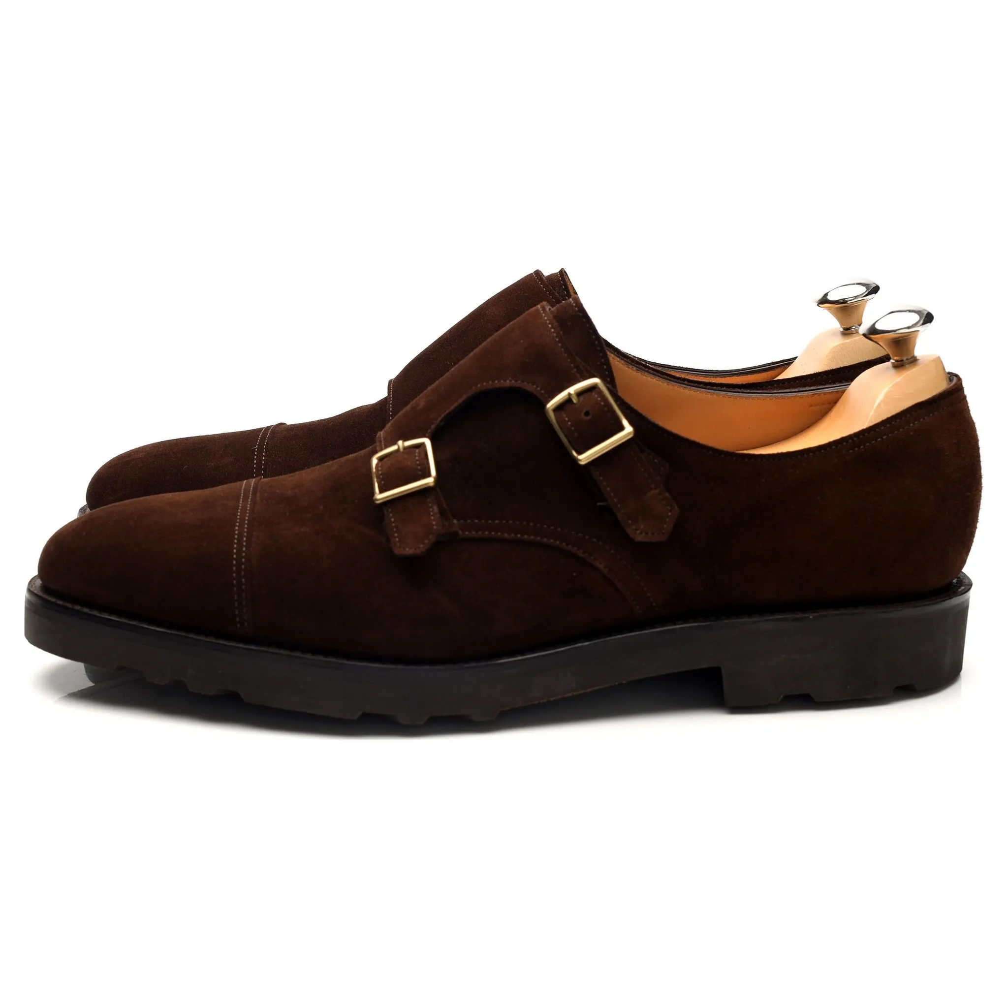 'William' Brown Suede Double Monk Strap UK 10.5 E