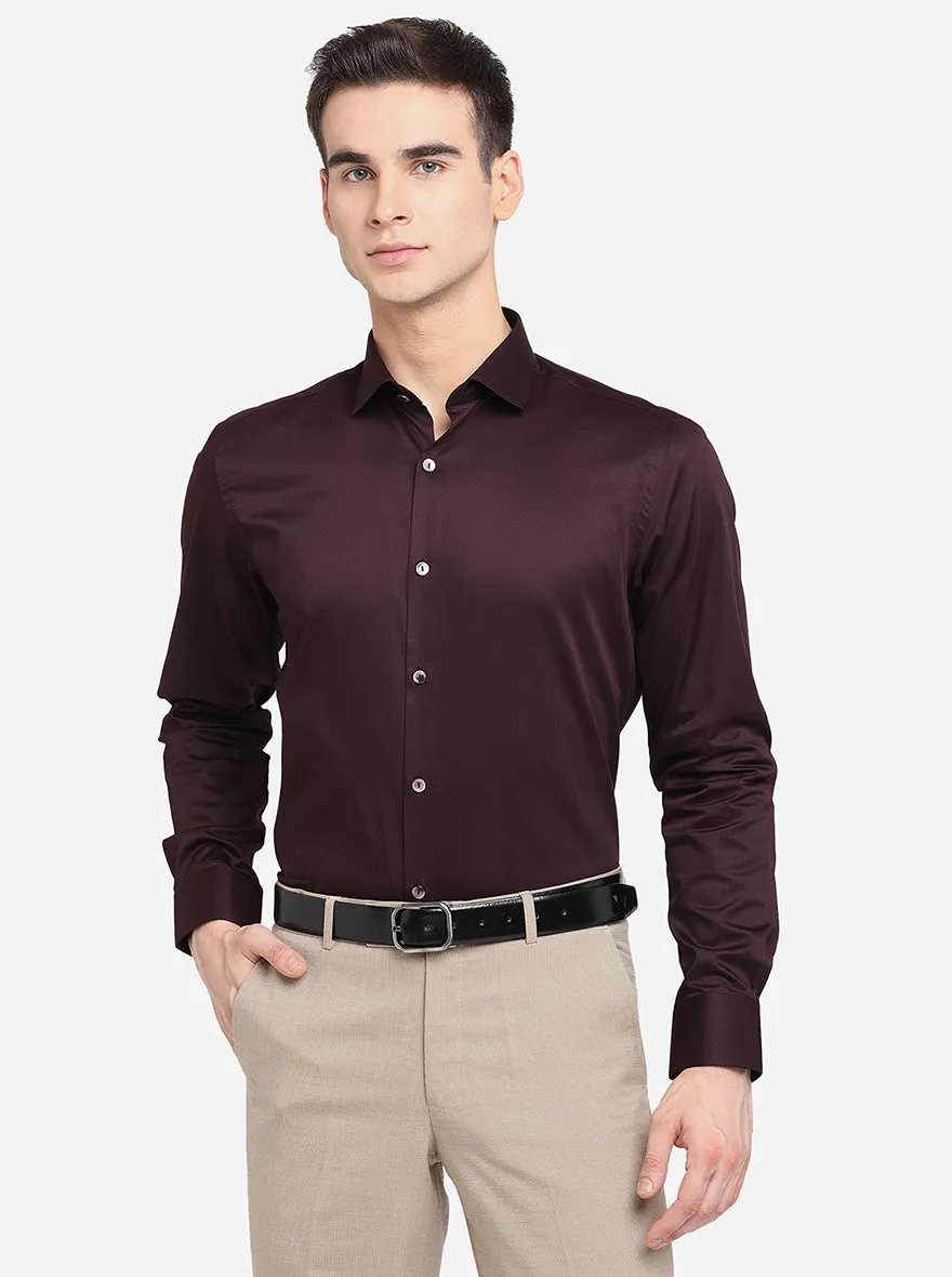 Wine Solid Slim Fit Party Wear Shirt | Wyre