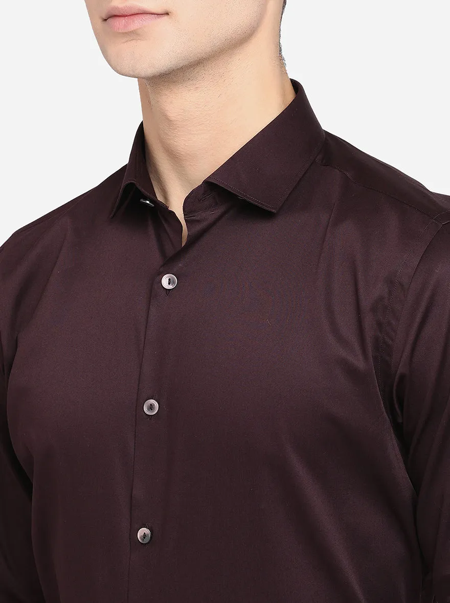 Wine Solid Slim Fit Party Wear Shirt | Wyre