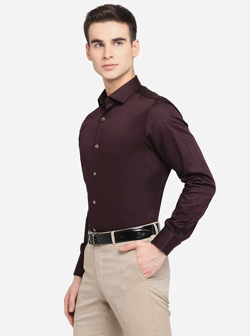 Wine Solid Slim Fit Party Wear Shirt | Wyre