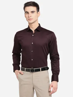 Wine Solid Slim Fit Party Wear Shirt | Wyre