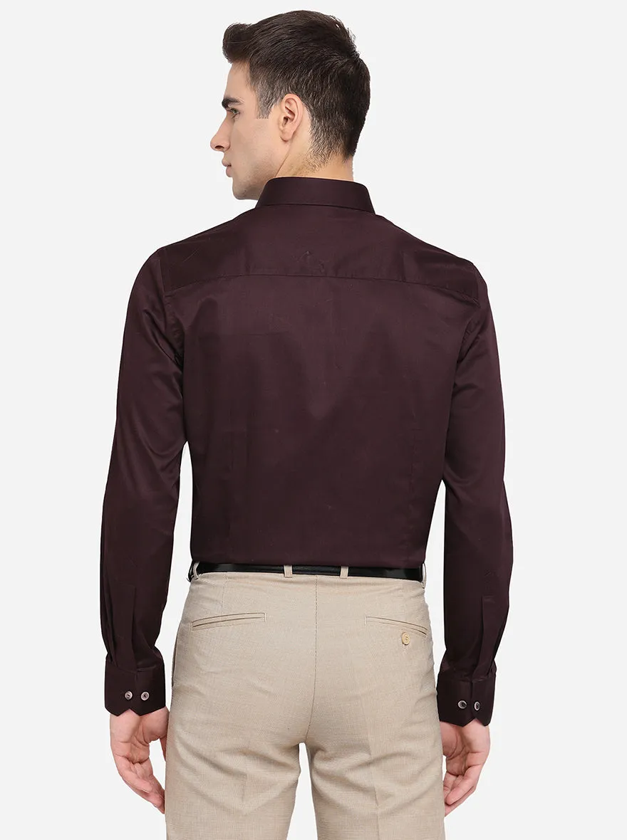 Wine Solid Slim Fit Party Wear Shirt | Wyre