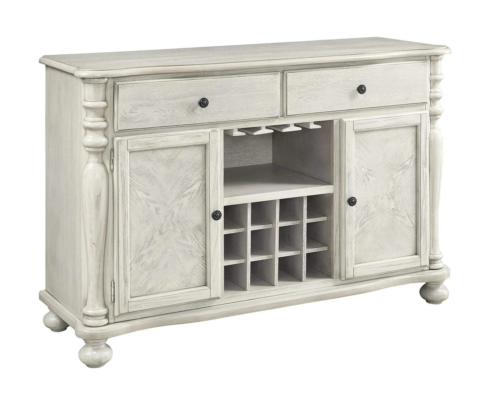 Wooden Server With Two Cabinets Doors And Two Drawers, White