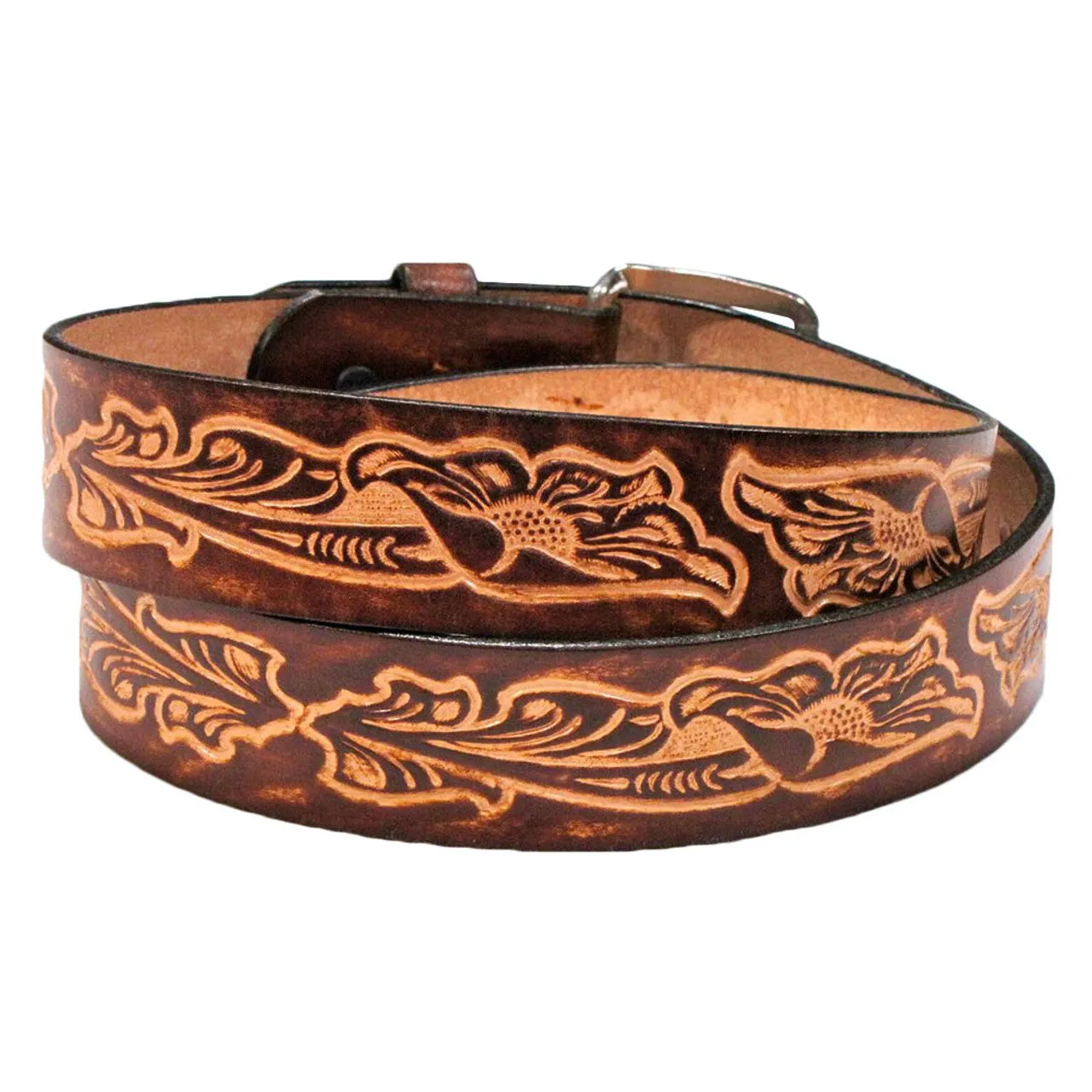 XM-5510 Brown Leather Belt with Western Scrolls