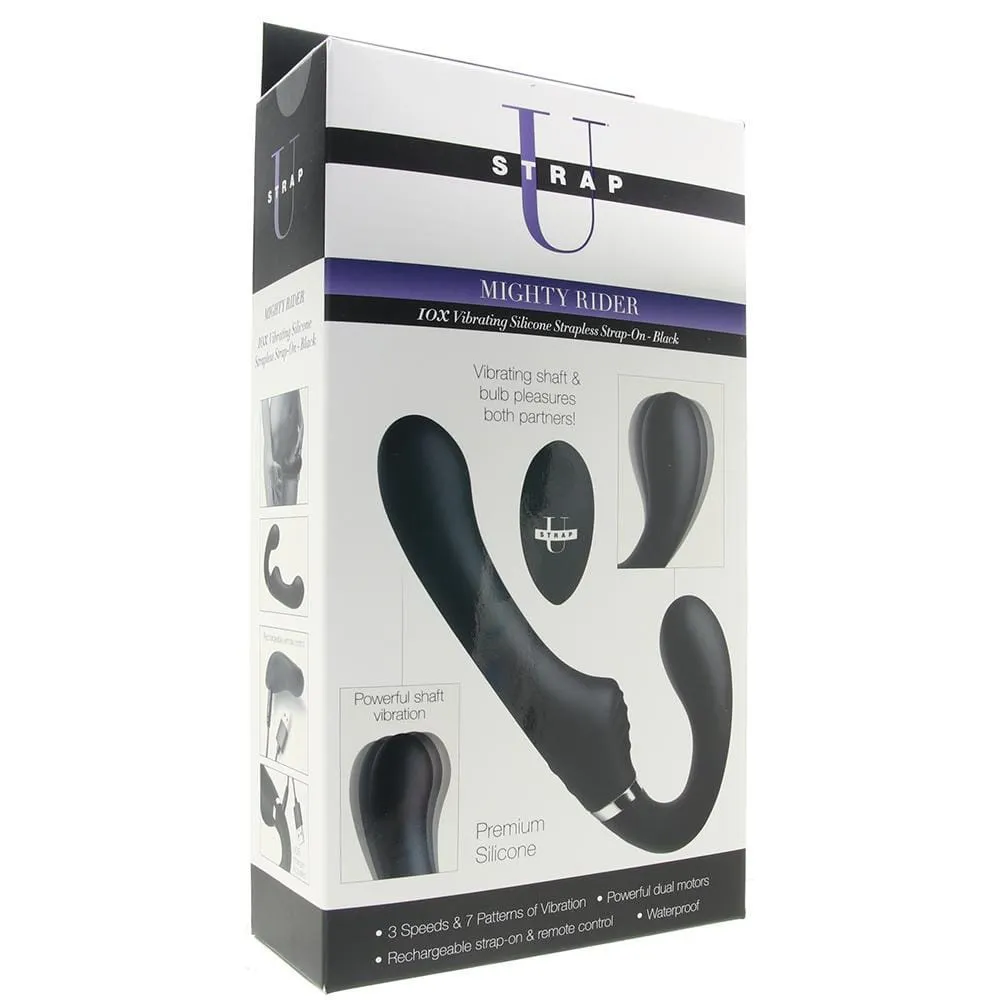 XR Brands Strap U Mighty Rider Strapless Strap-On Vibe in Black